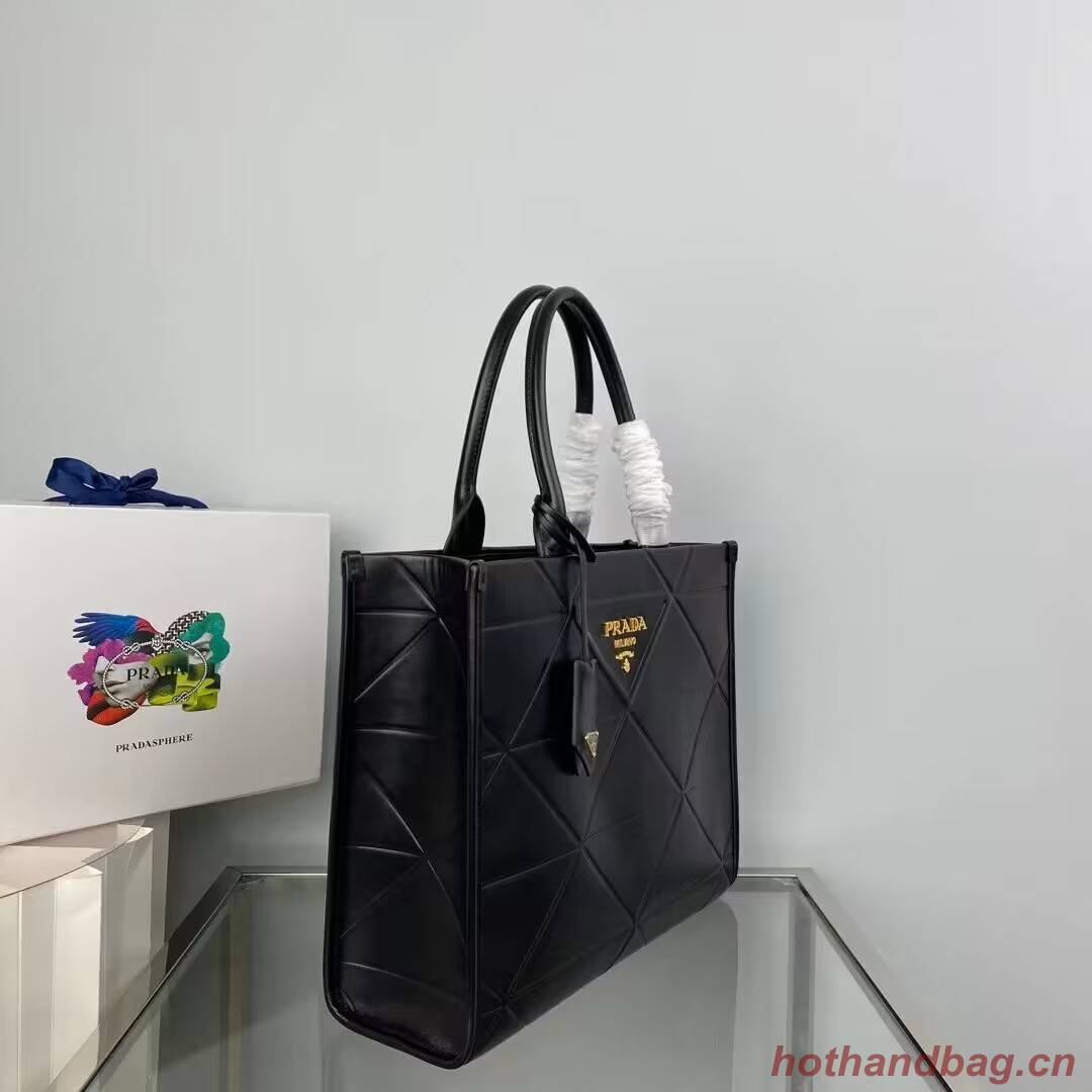 Medium leather Prada Symbole bag with topstitching 1BA378 black Medium leather Prada Symbole bag with topstitching 1BA378 black