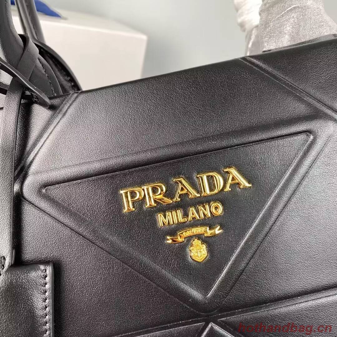 Medium leather Prada Symbole bag with topstitching 1BA378 black Medium leather Prada Symbole bag with topstitching 1BA378 black