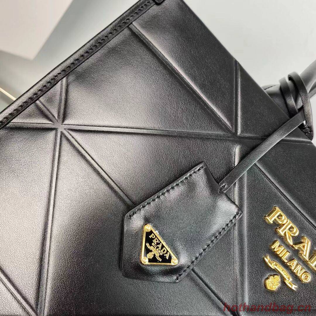 Medium leather Prada Symbole bag with topstitching 1BA378 black Medium leather Prada Symbole bag with topstitching 1BA378 black