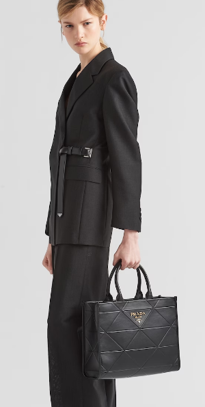 Medium leather Prada Symbole bag with topstitching 1BA378 black Medium leather Prada Symbole bag with topstitching 1BA378 black