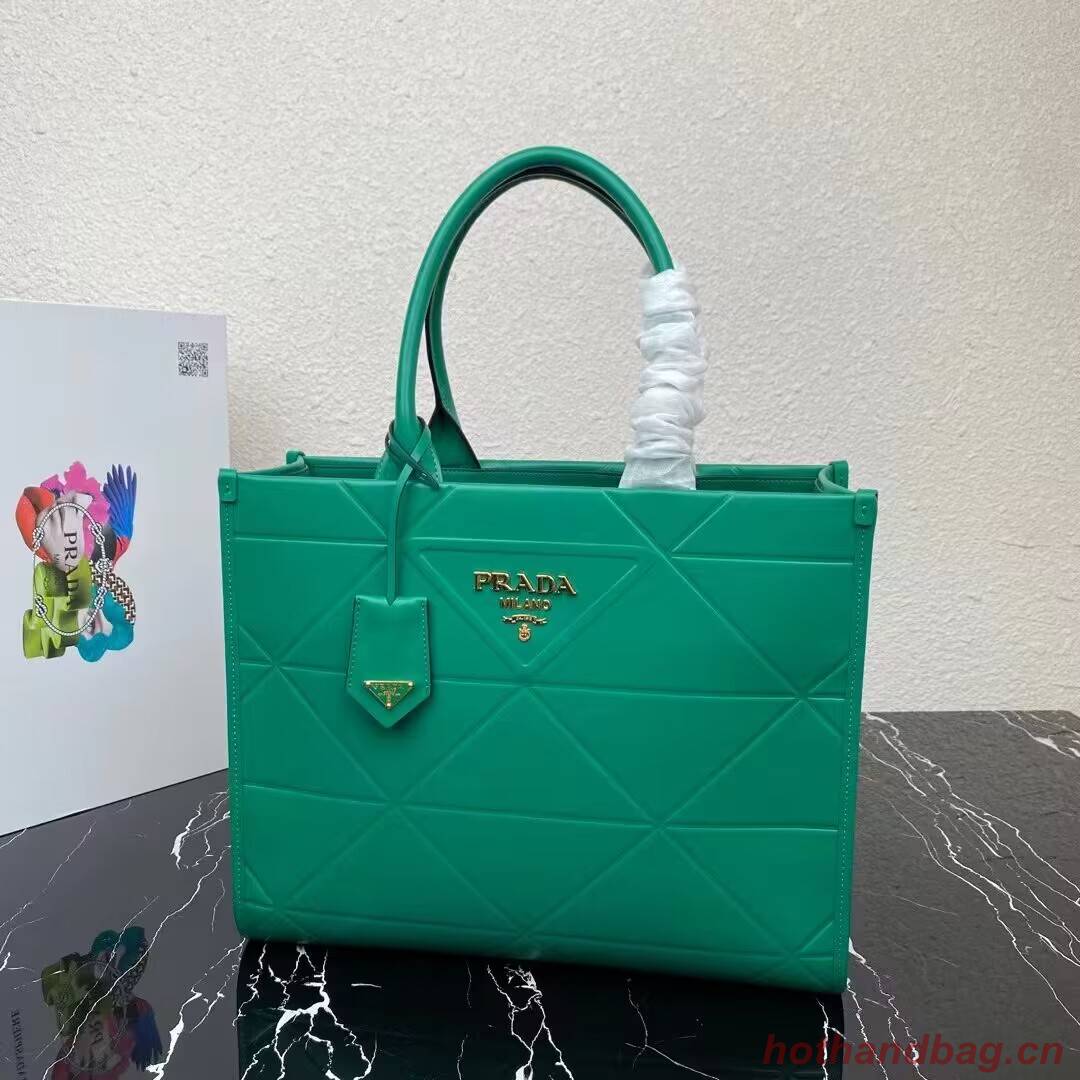 Medium leather Prada Symbole bag with topstitching 1BA378 green Medium leather Prada Symbole bag with topstitching 1BA378 green