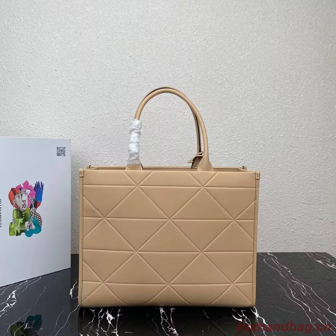 Prada Large leather Prada Symbole bag with topstitching 1BA377 Sand Beige Prada Large leather Prada Symbole bag with topstitching 1BA377 Sand Beige