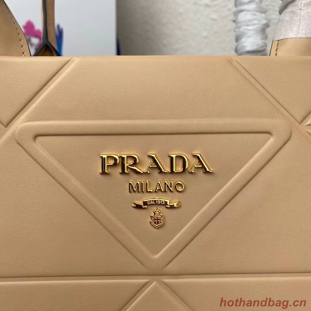Prada Large leather Prada Symbole bag with topstitching 1BA377 Sand Beige Prada Large leather Prada Symbole bag with topstitching 1BA377 Sand Beige
