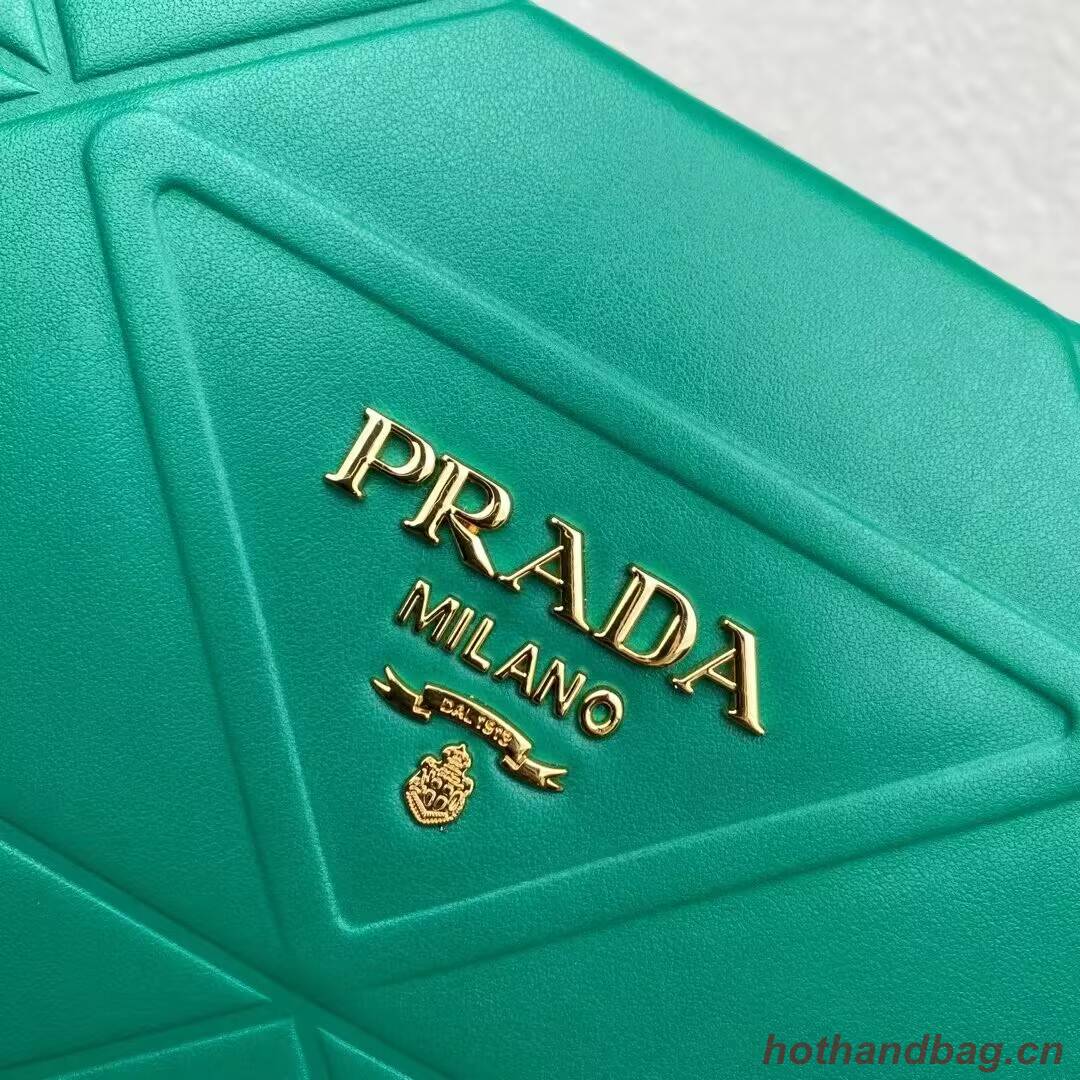 Prada Large leather Prada Symbole bag with topstitching 1BA377 green Prada Large leather Prada Symbole bag with topstitching 1BA377 green