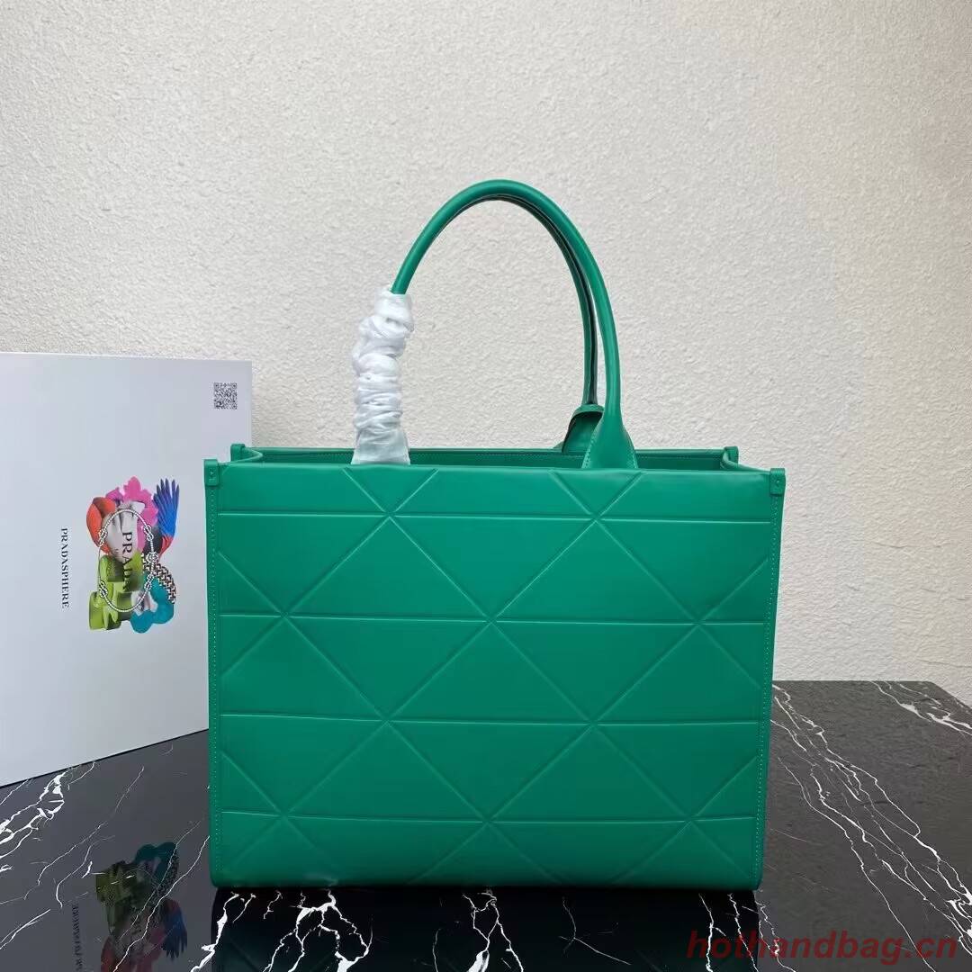 Prada Large leather Prada Symbole bag with topstitching 1BA377 green Prada Large leather Prada Symbole bag with topstitching 1BA377 green