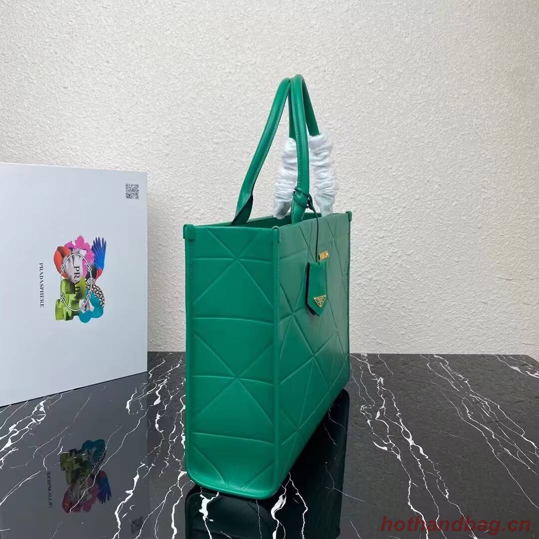 Prada Large leather Prada Symbole bag with topstitching 1BA377 green Prada Large leather Prada Symbole bag with topstitching 1BA377 green