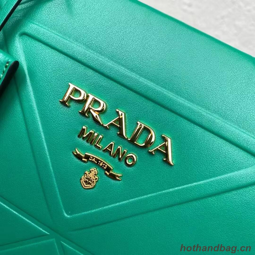 Small leather Prada Symbole bag with topstitching 1HH039 green Small leather Prada Symbole bag with topstitching 1HH039 green