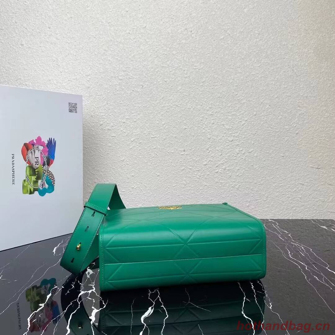 Small leather Prada Symbole bag with topstitching 1HH039 green Small leather Prada Symbole bag with topstitching 1HH039 green