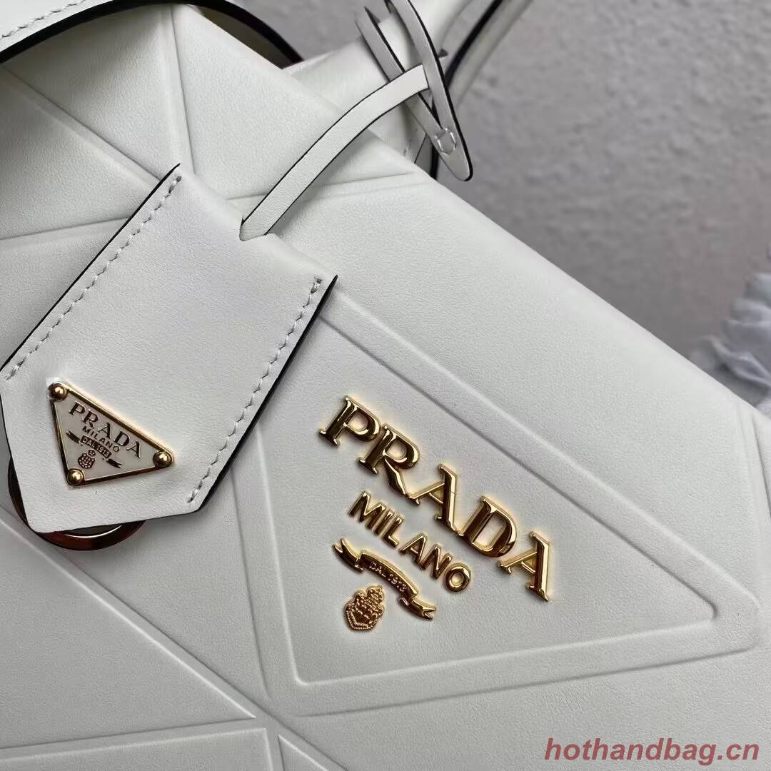 Small leather Prada Symbole bag with topstitching 1HH039 white Small leather Prada Symbole bag with topstitching 1HH039 white