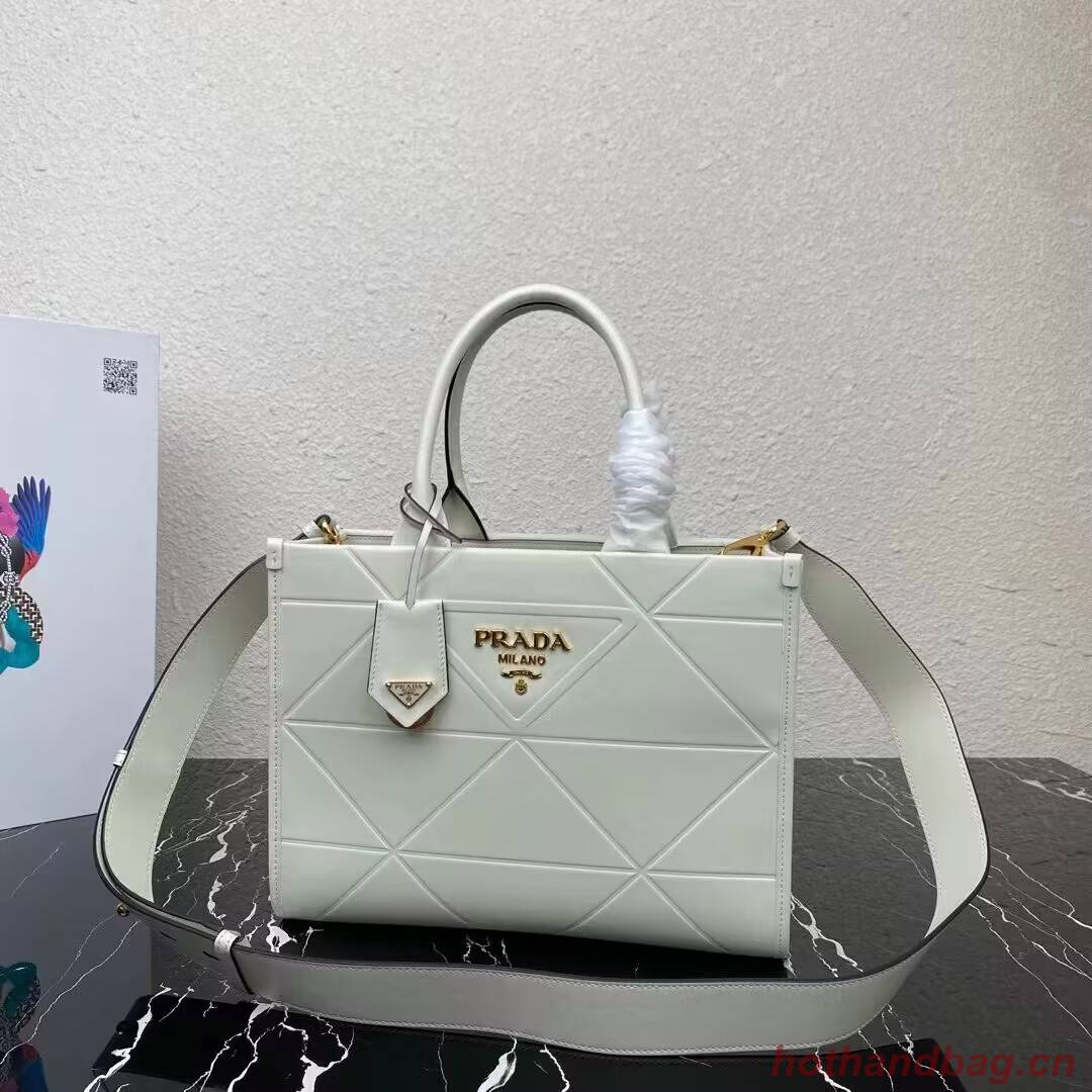Small leather Prada Symbole bag with topstitching 1HH039 white Small leather Prada Symbole bag with topstitching 1HH039 white