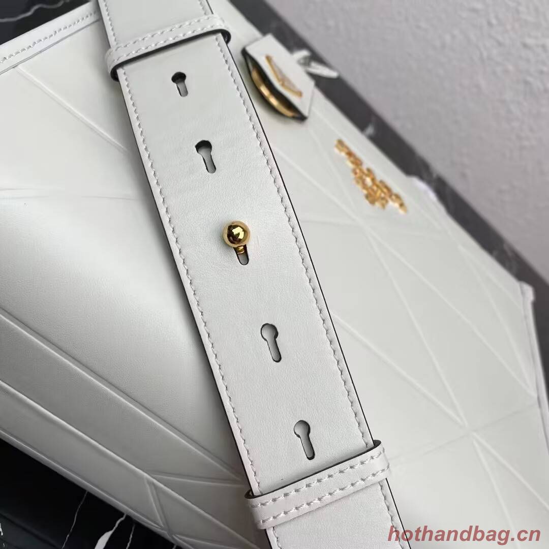 Small leather Prada Symbole bag with topstitching 1HH039 white Small leather Prada Symbole bag with topstitching 1HH039 white