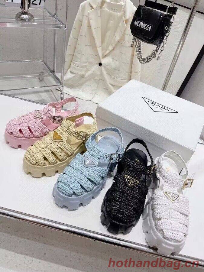 Prada Weave Sandals Shoes PD30362 Pink