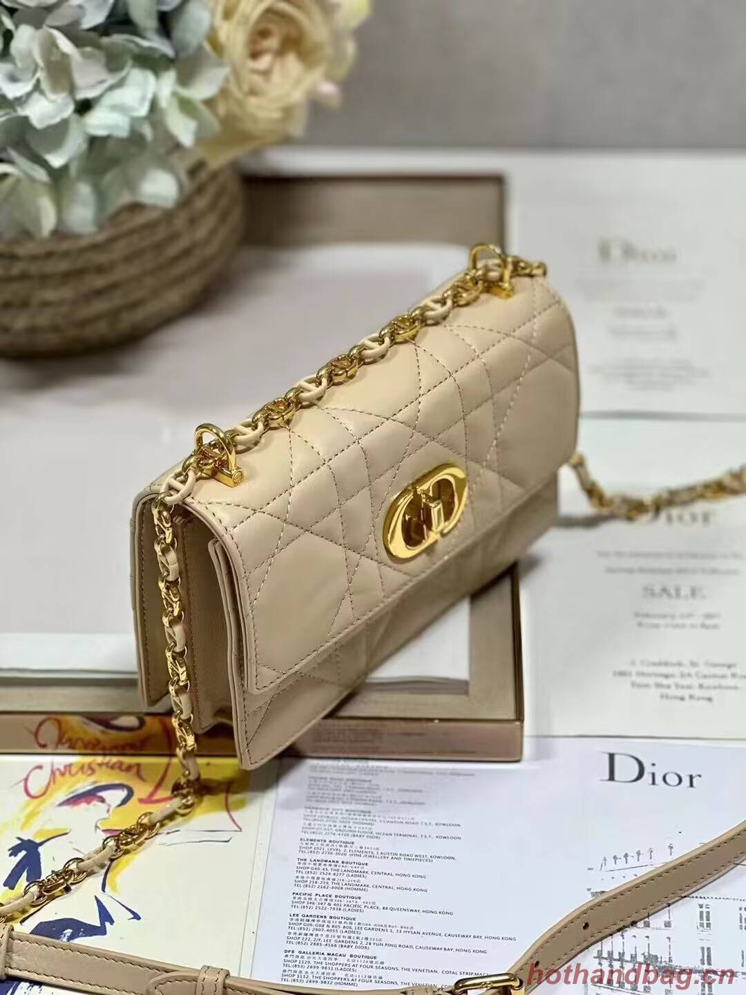 Dior MISS CARO MINI BAG Macrocannage Lambskin S5169UD Sand-Colored Dior MISS CARO MINI BAG Macrocannage Lambskin S5169UD Sand-Colored