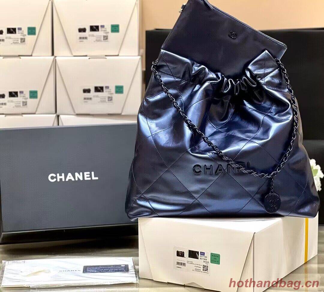 Chanel Calf leather shopping bag AS3261 Navy Blue Chanel Calf leather shopping bag AS3261 Navy Blue