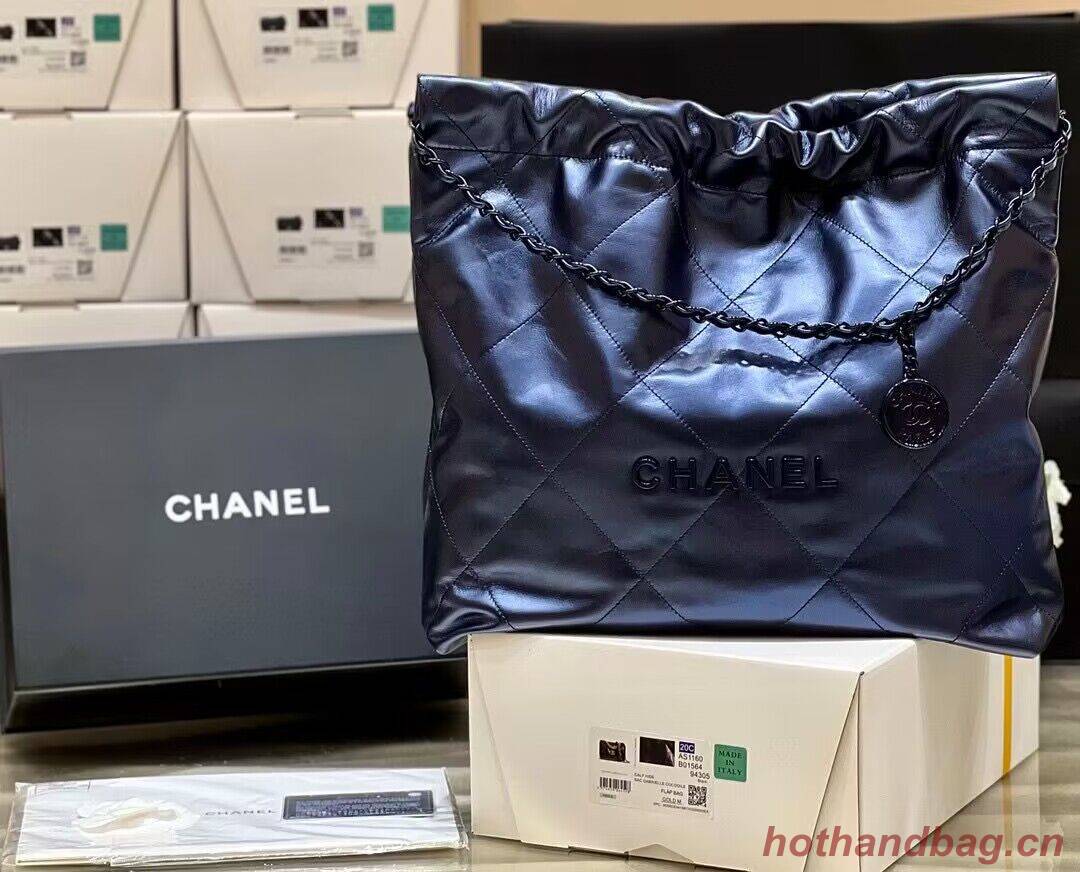 Chanel Calf leather shopping bag AS3261 Navy Blue Chanel Calf leather shopping bag AS3261 Navy Blue