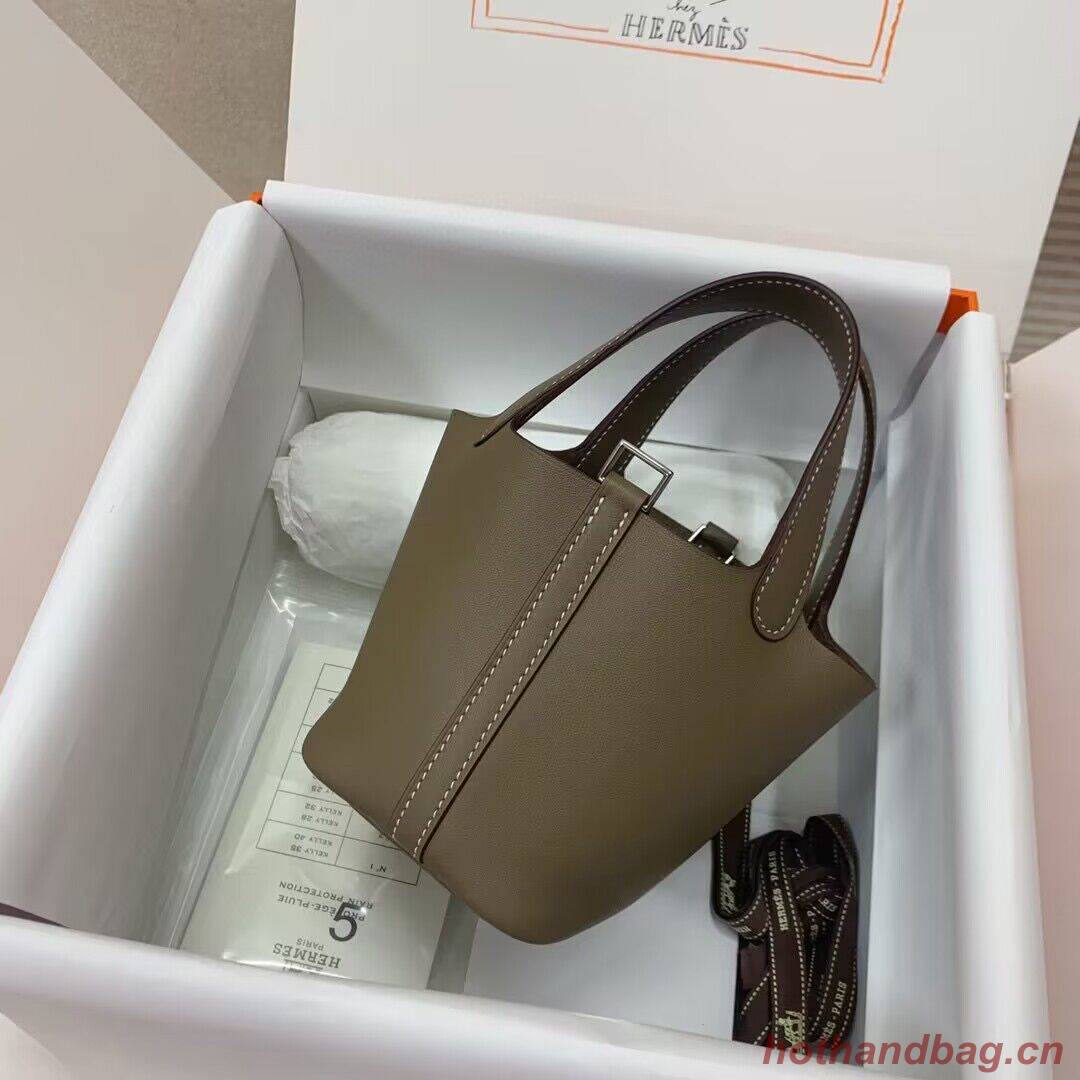 Hermes Mini Picotin Lock Bags Original Swift Leather PL5302 Gray Hermes Mini Picotin Lock Bags Original Swift Leather PL5302 Gray
