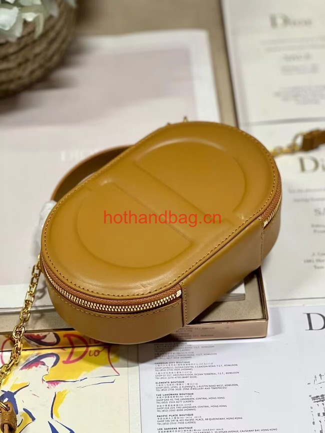 CD SIGNATURE OVAL CAMERA BAG Golden Saddle Calfskin with Embossed CD Signature S2201UMFV CD SIGNATURE OVAL CAMERA BAG Golden Saddle Calfskin with Embossed CD Signature S2201UMFV