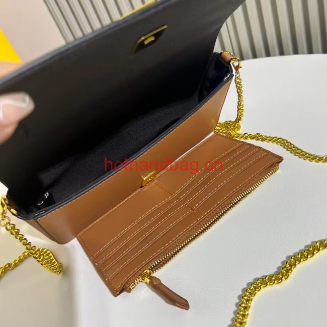 Fendi small smooth leather bag F1225 brown Fendi small smooth leather bag F1225 brown