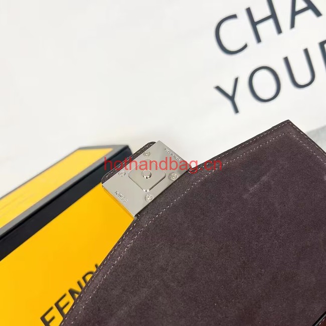 Fendi Brown FF jacquard fabric and leather bag F1326 Fendi Brown FF jacquard fabric and leather bag F1326