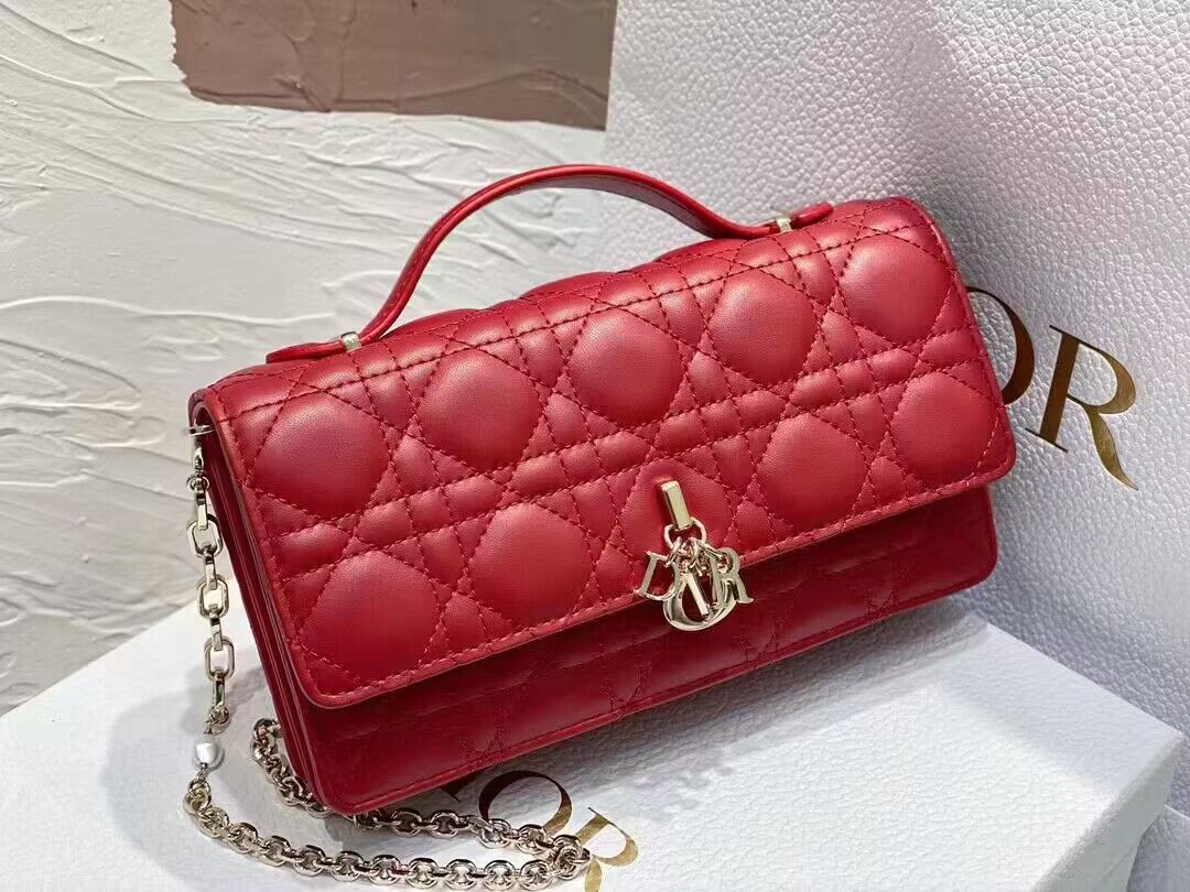 Dior Lady Original Leather Pearl Clutch Bag 6617 Red Dior Lady Original Leather Pearl Clutch Bag 6617 Red