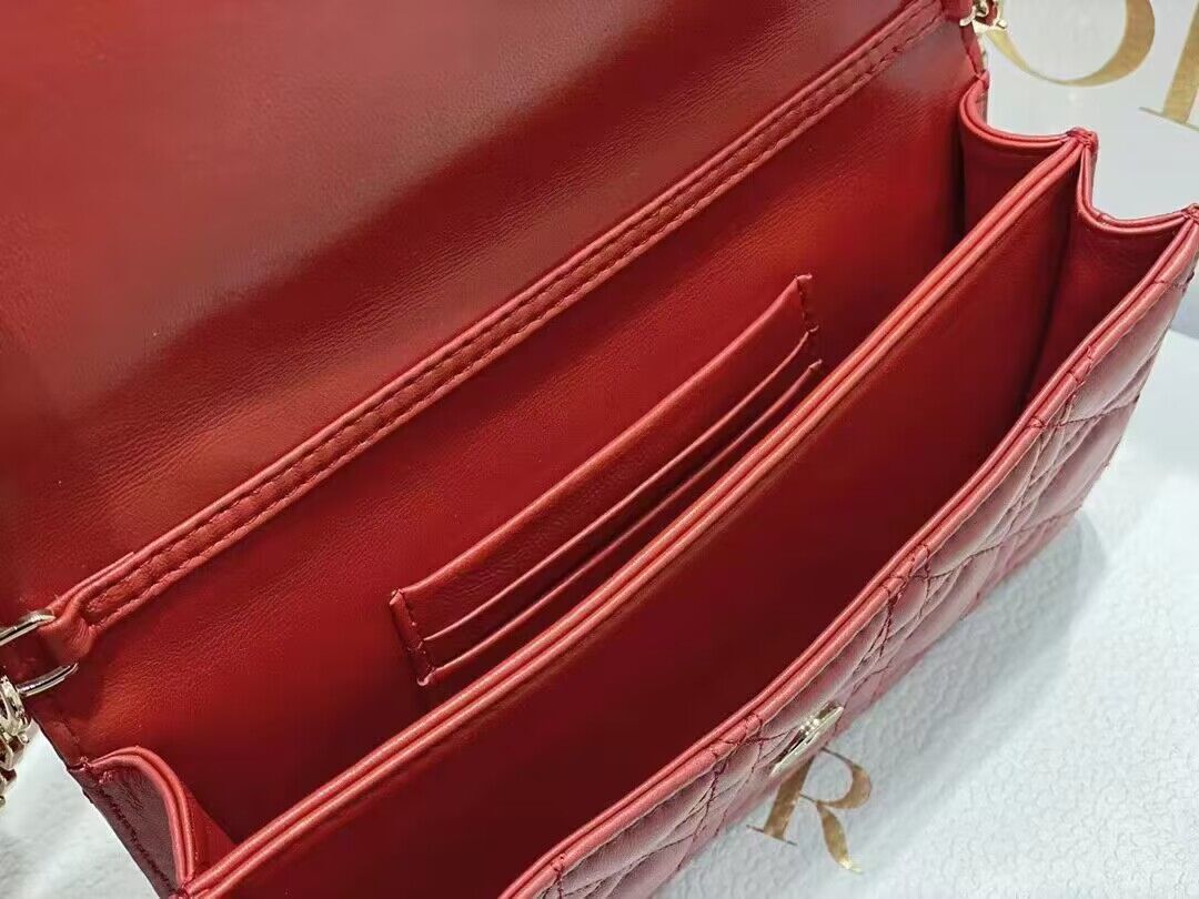 Dior Lady Original Leather Pearl Clutch Bag 6617 Red Dior Lady Original Leather Pearl Clutch Bag 6617 Red