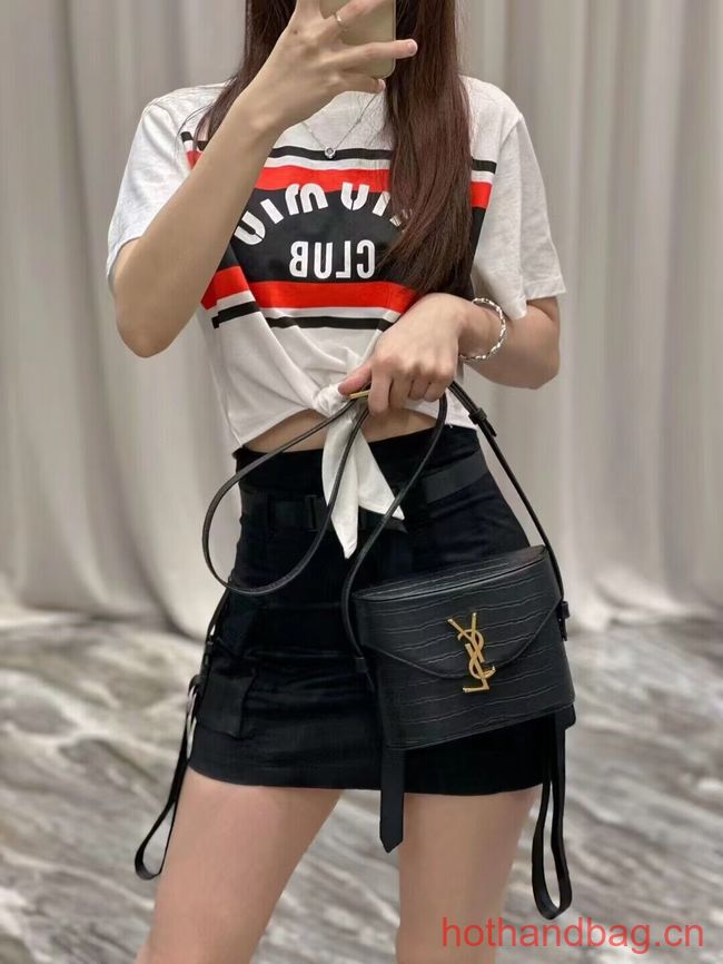 SAINT LAUREN SMALL SATCHEL IN SHINY CROCODILE-EMBOSSED LEATHER Y910080 black SAINT LAUREN SMALL SATCHEL IN SHINY CROCODILE-EMBOSSED LEATHER Y910080 black