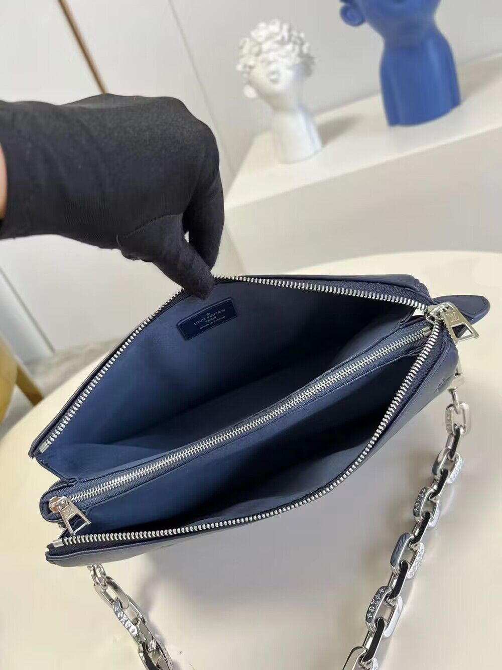 Louis Vuitton Original Leather Coussin PM M21198 Navy Blue Louis Vuitton Original Leather Coussin PM M21198 Navy Blue