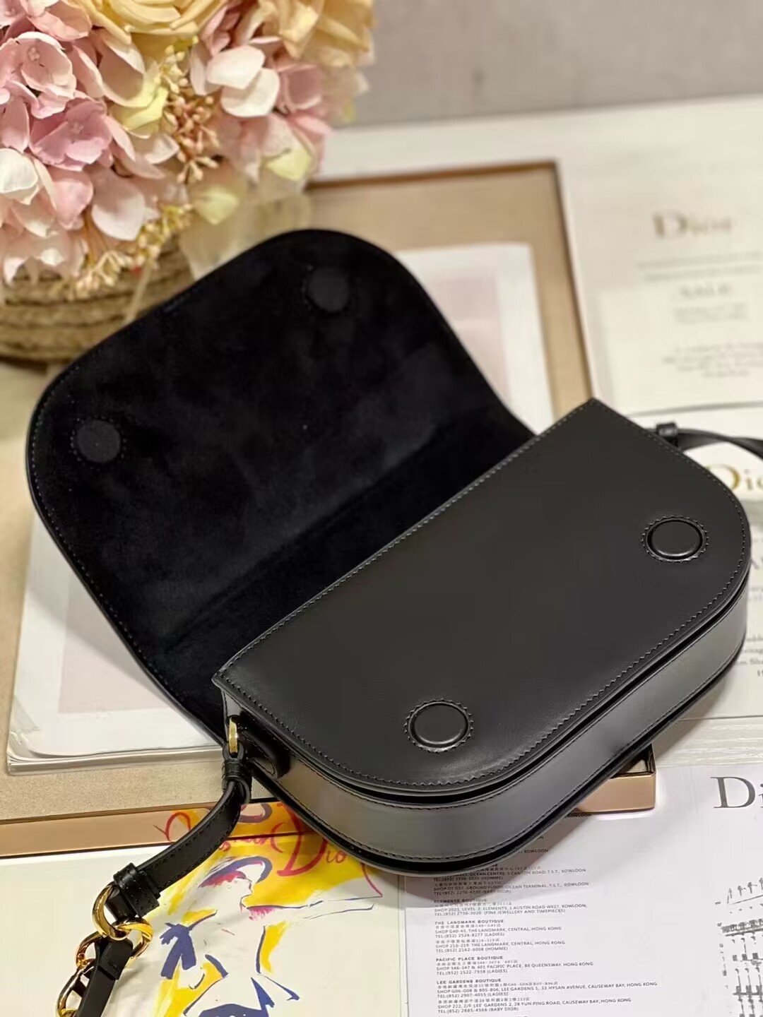 DIOR CD SIGNATURE BAG WITH STRAP Black CD-Embossed Box Calfskin M9280UZ DIOR CD SIGNATURE BAG WITH STRAP Black CD-Embossed Box Calfskin M9280UZ