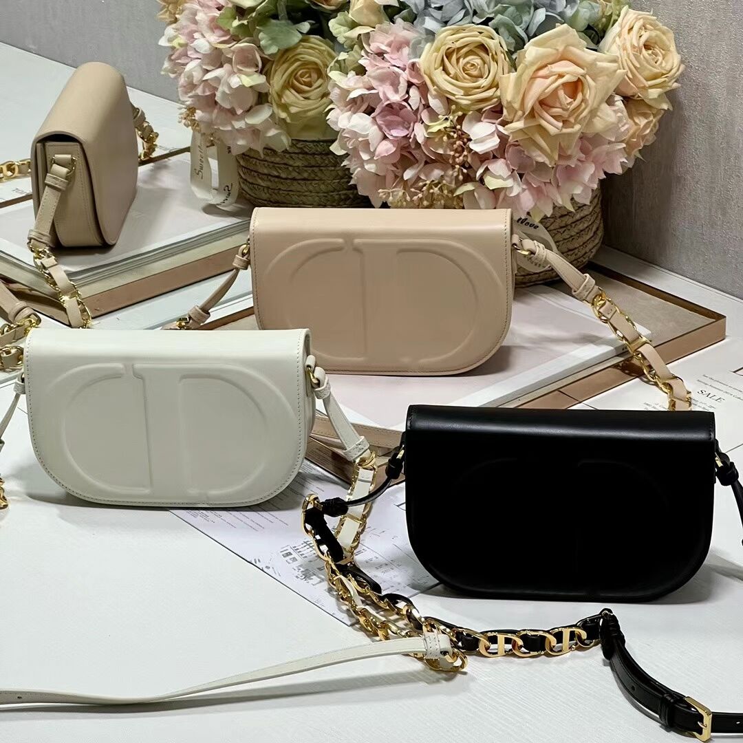 DIOR CD SIGNATURE BAG WITH STRAP Black CD-Embossed Box Calfskin M9280UZ DIOR CD SIGNATURE BAG WITH STRAP Black CD-Embossed Box Calfskin M9280UZ