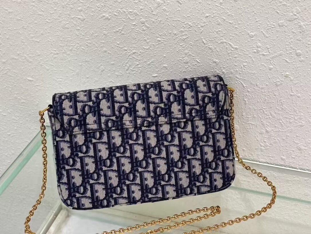 DIOR SADDLE POUCH WITH CHAIN Blue Dior Oblique Jacquard S5907CT DIOR SADDLE POUCH WITH CHAIN Blue Dior Oblique Jacquard S5907CT
