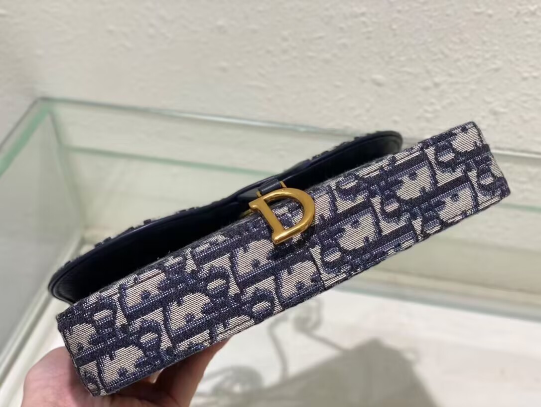 DIOR SADDLE POUCH WITH CHAIN Blue Dior Oblique Jacquard S5907CT DIOR SADDLE POUCH WITH CHAIN Blue Dior Oblique Jacquard S5907CT