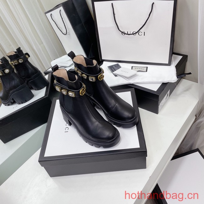 Gucci LEATHER ANKLE BOOT WITH BELT 93703-6