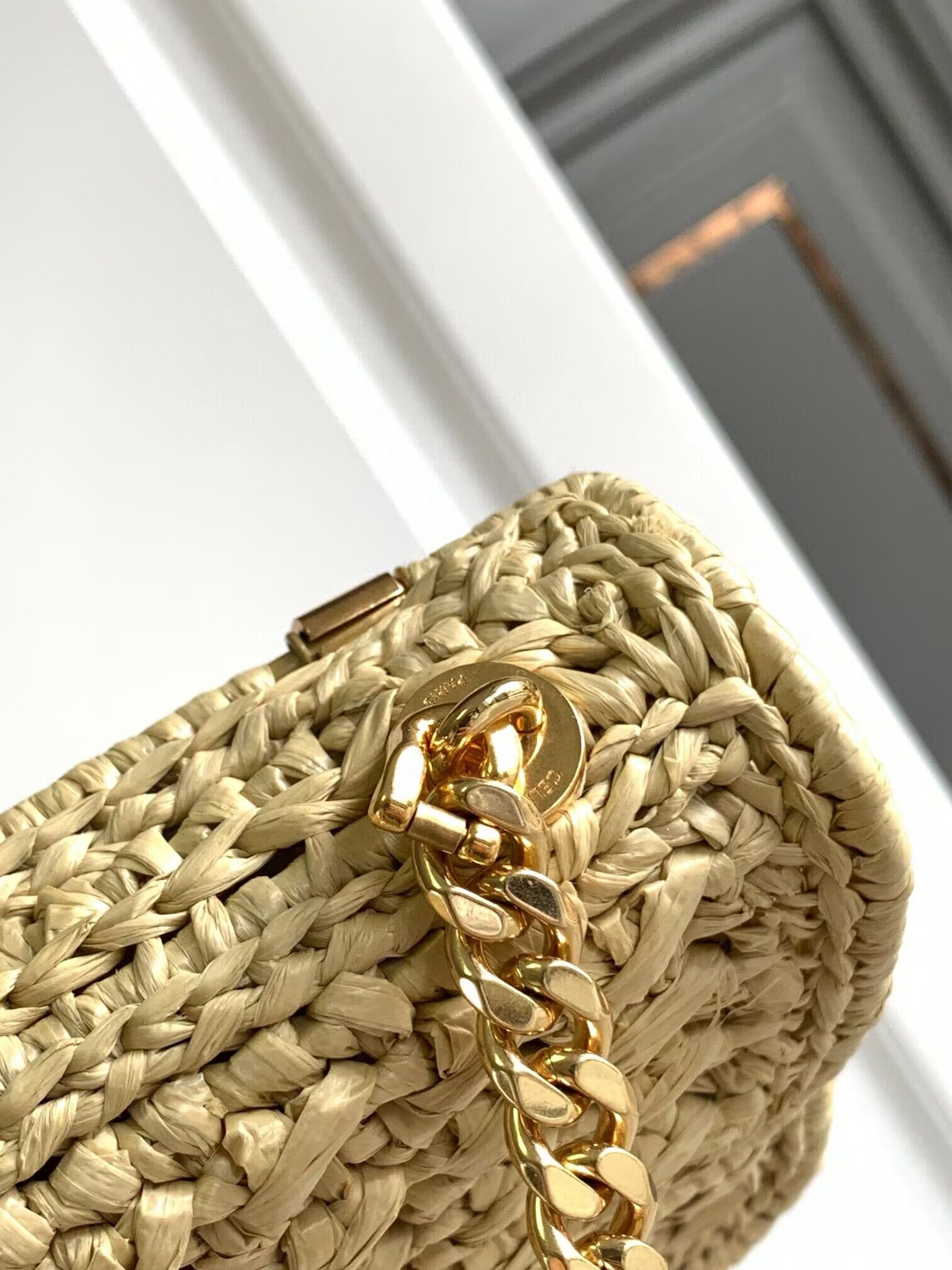 CELINE Chain Claude IN Raffia Plein Soleil Bag 197993 CELINE Chain Claude IN Raffia Plein Soleil Bag 197993