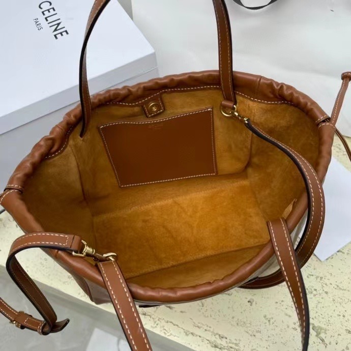 Celine SMALL CABAS DRAWSTRING CUIR TRIOMPHE IN GRAINED CALFSKIN 111013 brown