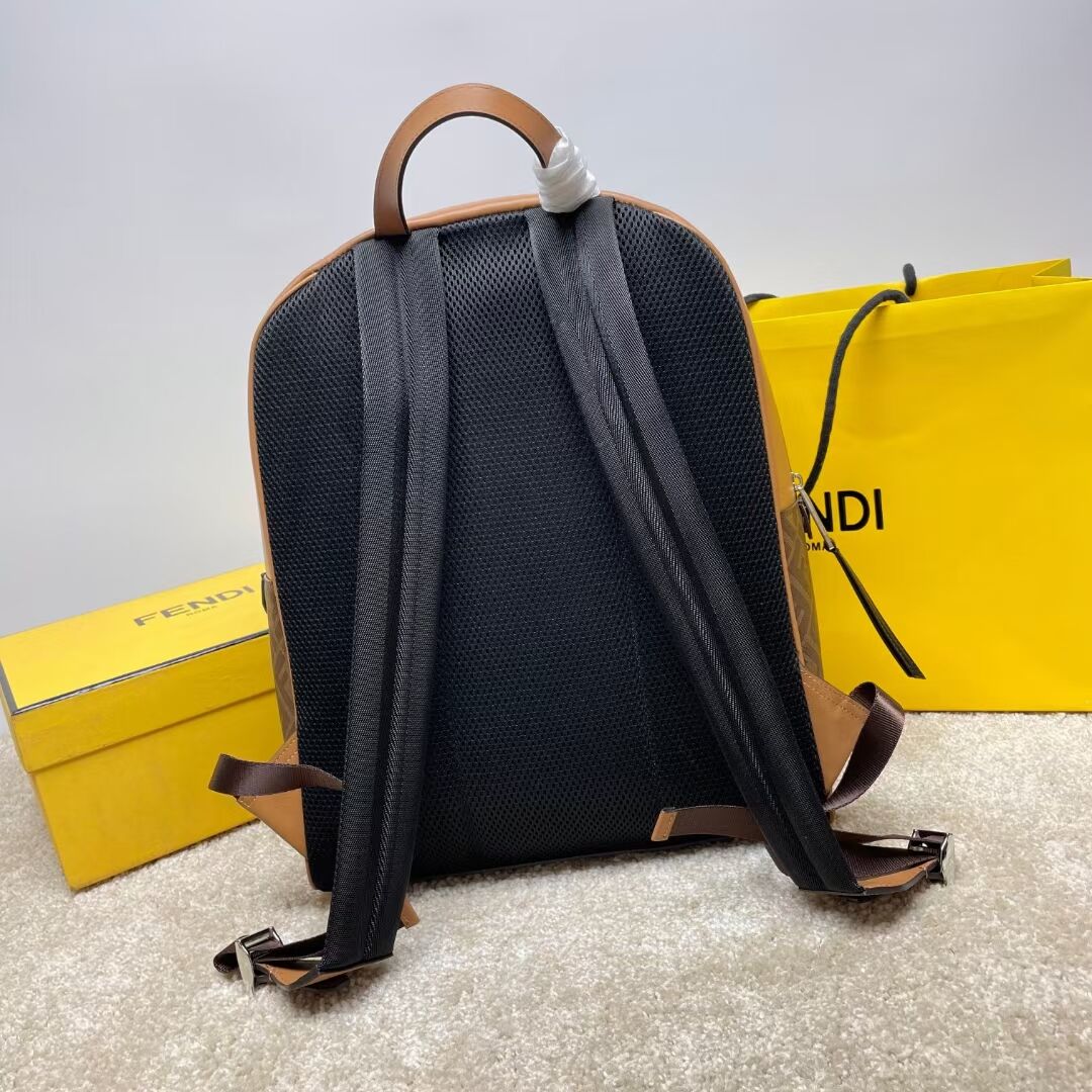 Fendi Chiodo Fendi Diagonal FF canvas backpack 7VZ076A Brown Fendi Chiodo Fendi Diagonal FF canvas backpack 7VZ076A Brown
