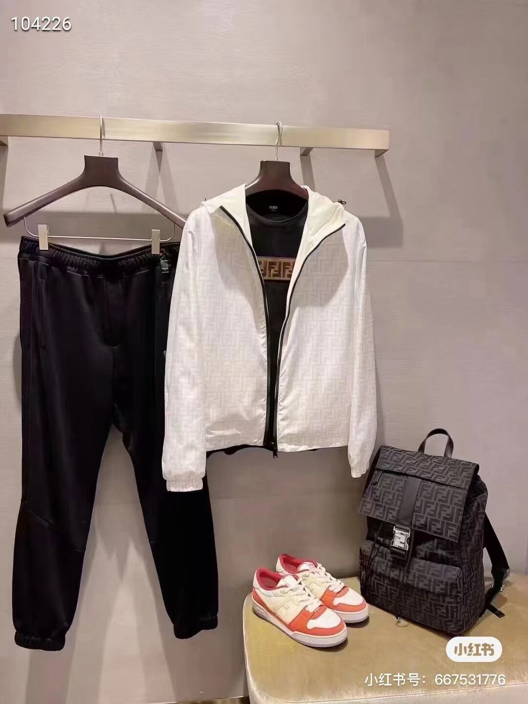 Fendi FF Jacquard Strike Medium fabric backpack F7602 Brown Fendi FF Jacquard Strike Medium fabric backpack F7602 Brown