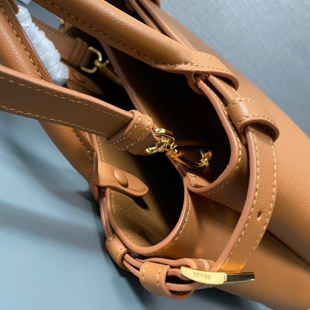 Prada Original Leather Double Top Handle Bag 1BA418 Brown Prada Original Leather Double Top Handle Bag 1BA418 Brown