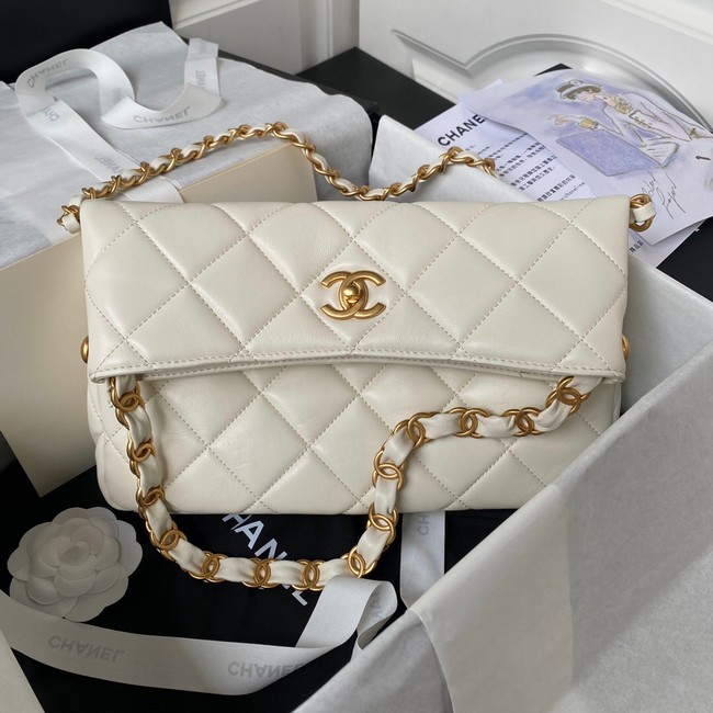Chanel Shoulder Bag Lambskin & Gold-Tone Metal AS4754 white