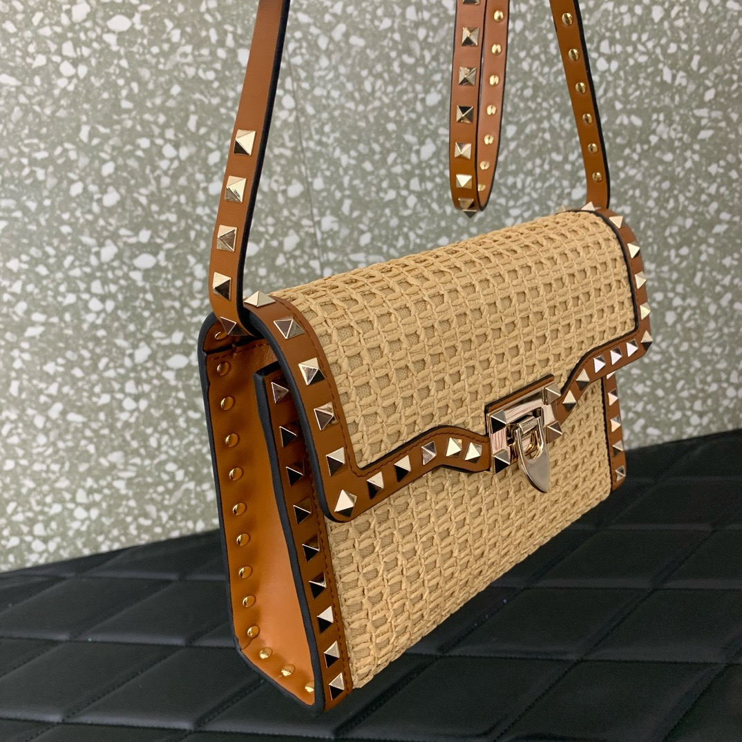 VALENTINO VLOGO SIGNATURE RAFFIA Shoulder Bag 03221 brown VALENTINO VLOGO SIGNATURE RAFFIA Shoulder Bag 03221 brown