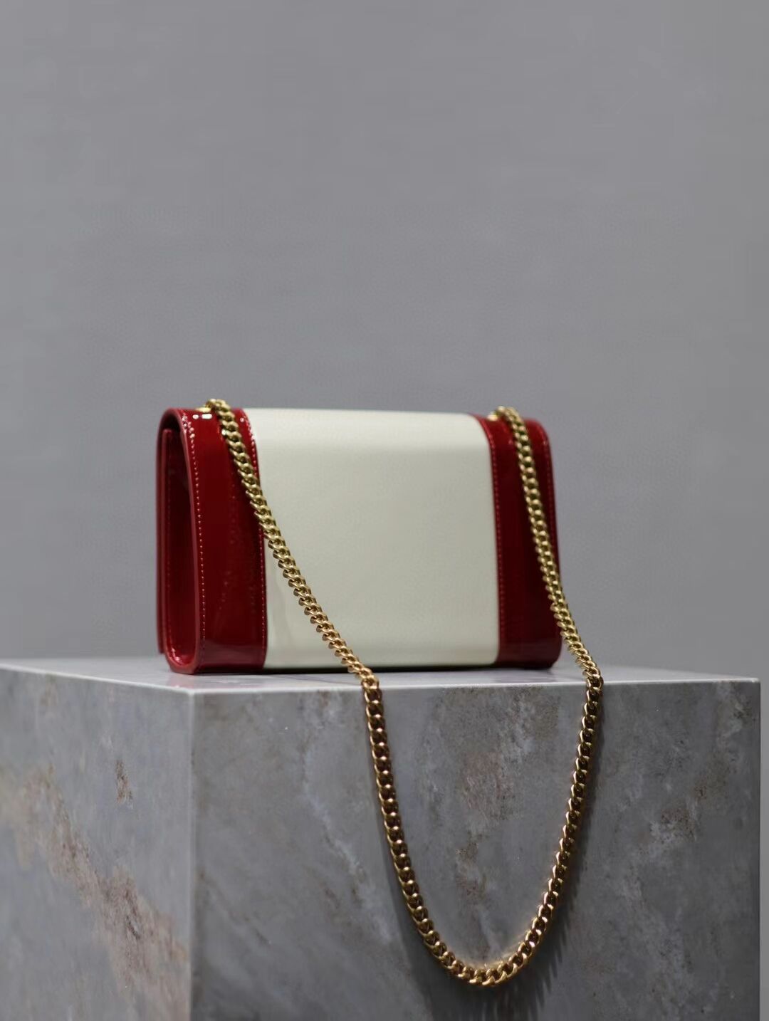 SAINT LAURENT KATE SMALL IN CANVAS AND LEATHER 742580 WHITE AND RED SAINT LAURENT KATE SMALL IN CANVAS AND LEATHER 742580 WHITE AND RED