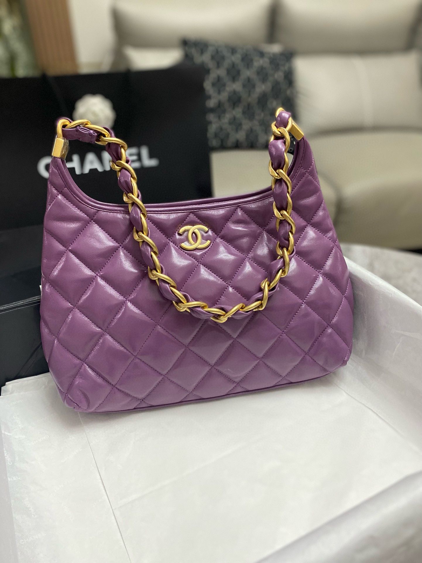 Chanel 24A Original Leather Hobo Bag AS4922 AS4923 Purple Chanel 24A Original Leather Hobo Bag AS4922 AS4923 Purple