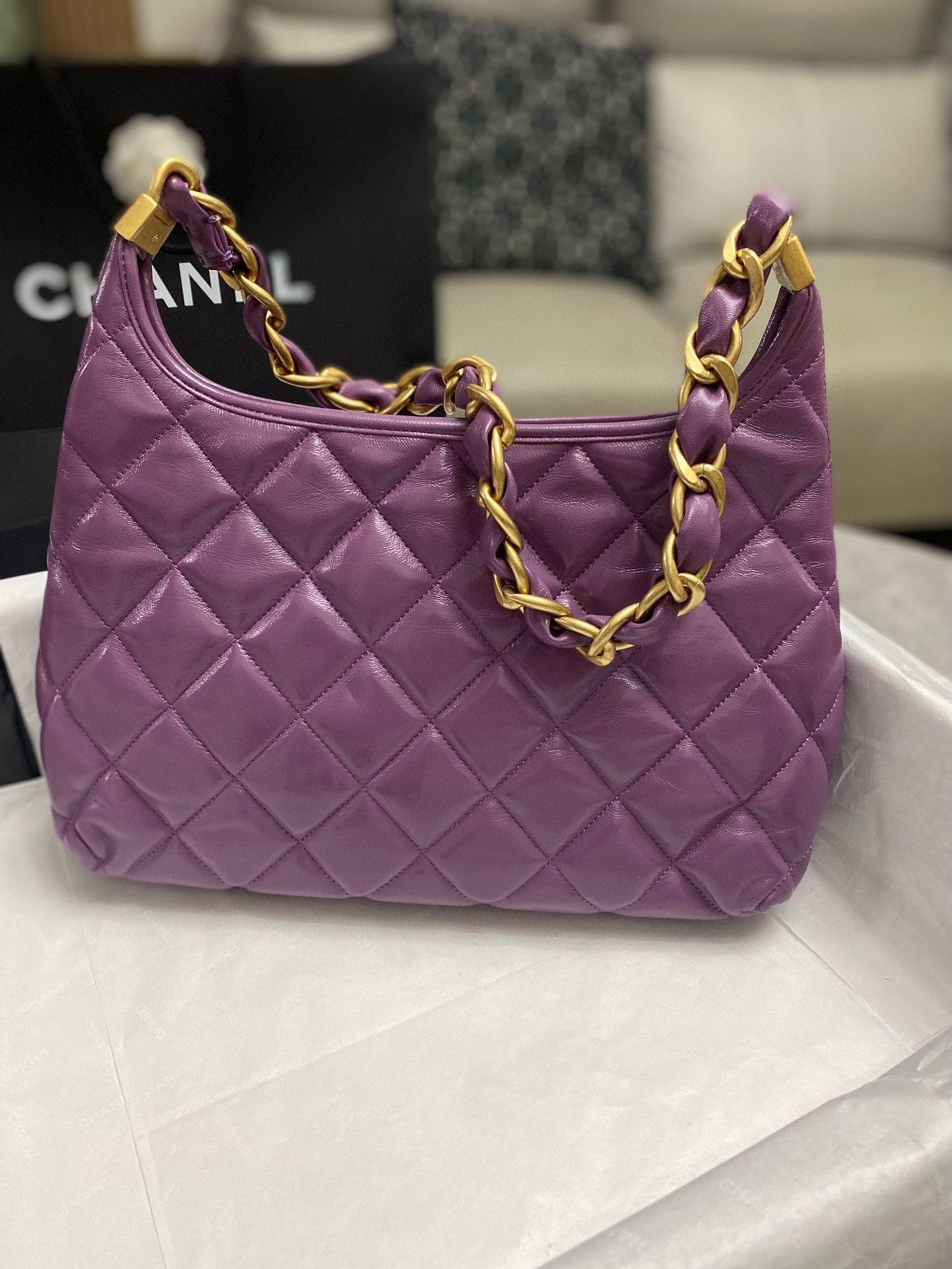 Chanel 24A Original Leather Hobo Bag AS4922 AS4923 Purple Chanel 24A Original Leather Hobo Bag AS4922 AS4923 Purple