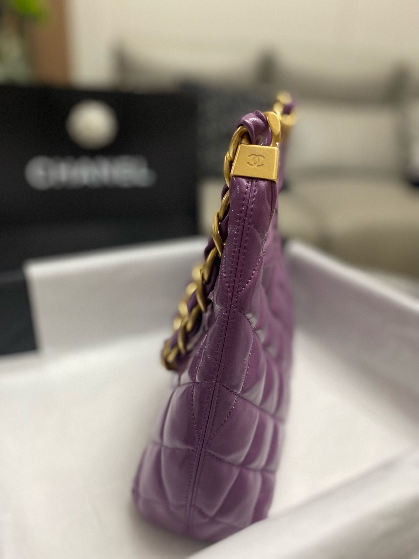 Chanel 24A Original Leather Hobo Bag AS4922 AS4923 Purple Chanel 24A Original Leather Hobo Bag AS4922 AS4923 Purple