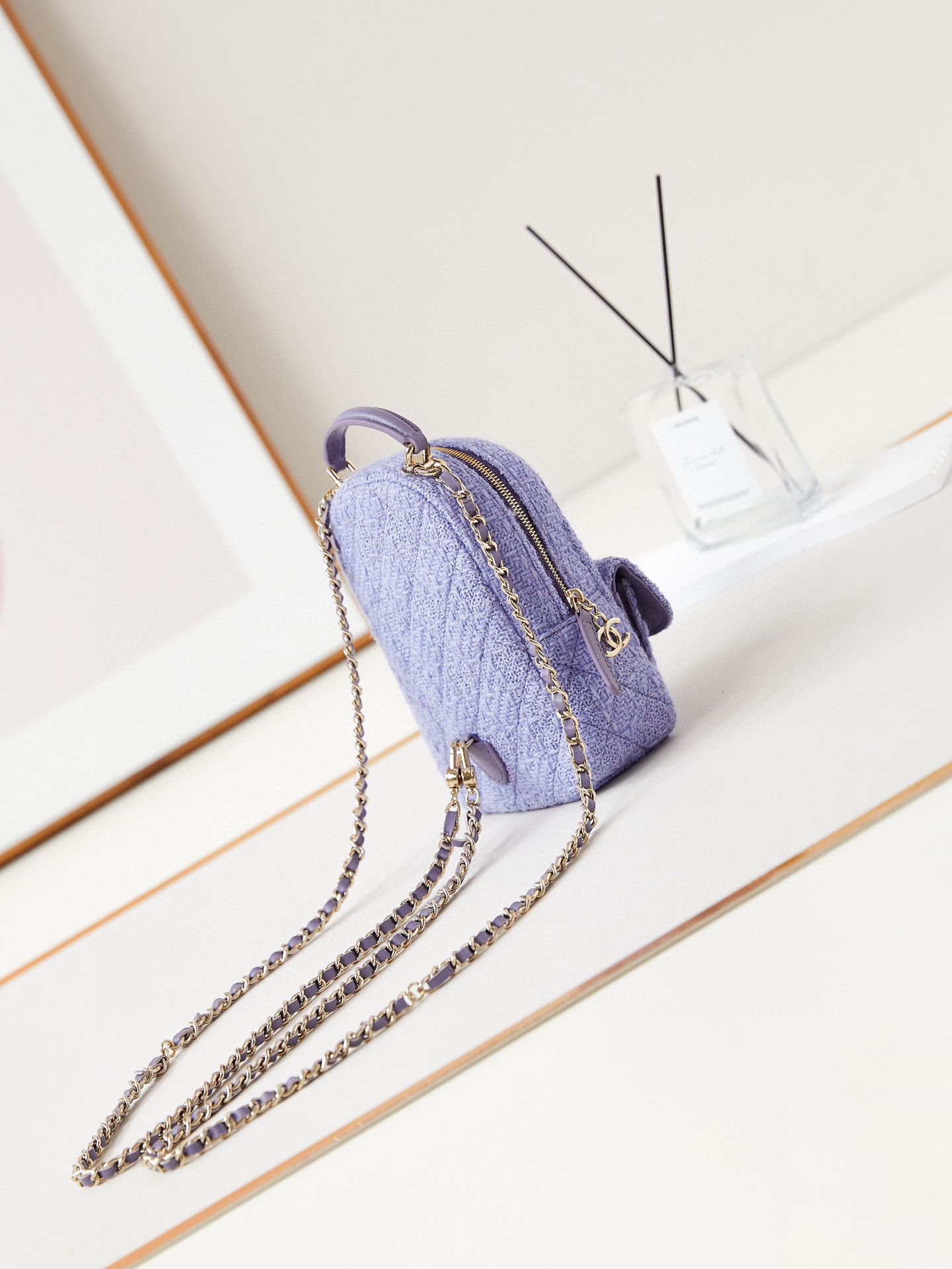 Chanel MINI BACKPACK AP3753 Woolen cloth& Gold-Tone Metal light purple Chanel MINI BACKPACK AP3753 Woolen cloth& Gold-Tone Metal light purple