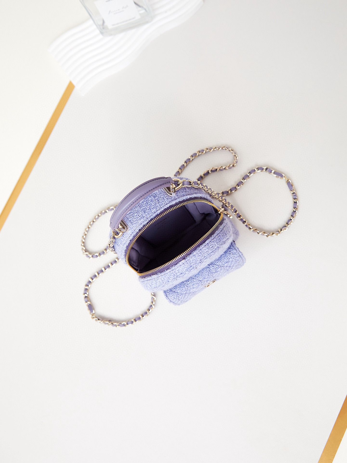 Chanel MINI BACKPACK AP3753 Woolen cloth& Gold-Tone Metal light purple Chanel MINI BACKPACK AP3753 Woolen cloth& Gold-Tone Metal light purple