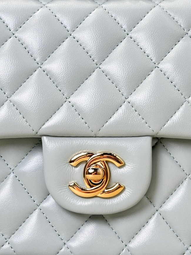 Chanel CLASSIC 11.12 HANDBAG Lambskin & Gold-Tone Metal A01112 light blue