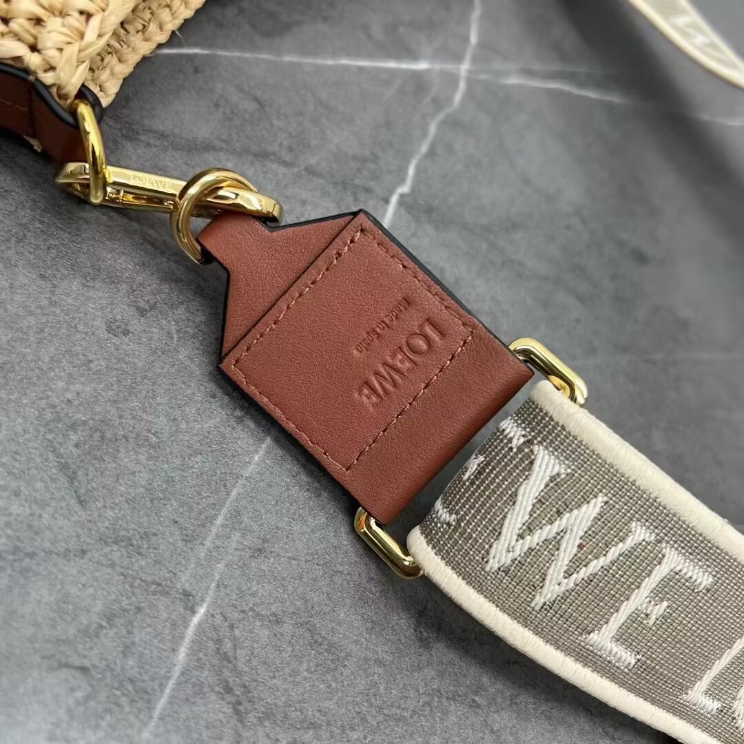 Loewe Woven Raffia Slit Mini Tote Bag 82020 Tan Loewe Woven Raffia Slit Mini Tote Bag 82020 Tan