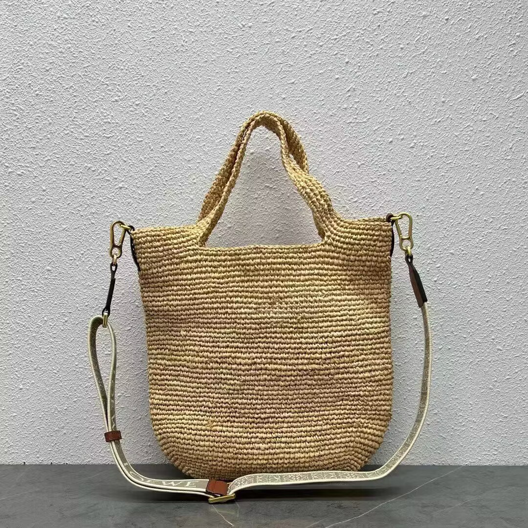 Loewe Woven Raffia Slit Mini Tote Bag 82020 Tan Loewe Woven Raffia Slit Mini Tote Bag 82020 Tan