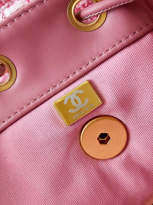 CHANEL 19 BACKPACK Wool Tweed AS4223 pink