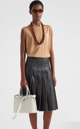 Prada Buckle medium leather handbag with belt 1BA434 White&Black Prada Buckle medium leather handbag with belt 1BA434 White&Black